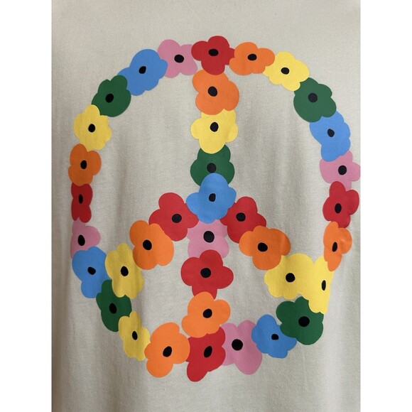 NWT Phluid Project T-Shirt Unisex S Light Green Floral Peace Sign 100% Cotton - Picture 5 of 7